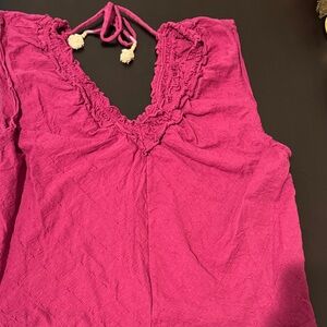 Anthropologie Fuchsia Sleeveless Blouse and shorts